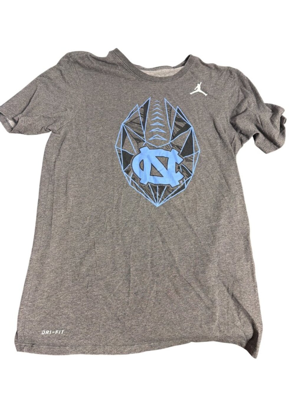 The Nike Tee UNC Jordan Dri Fit Gray Athletic Shirt Athletic Cut Football Small